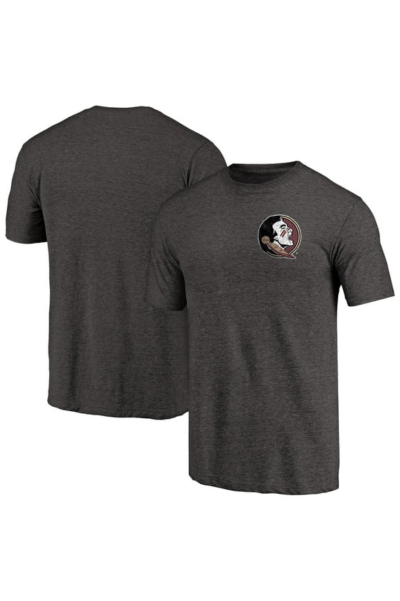 Men's Black Florida State Seminoles Left Chest Distressed Logo Tri-Blend T-Shirt