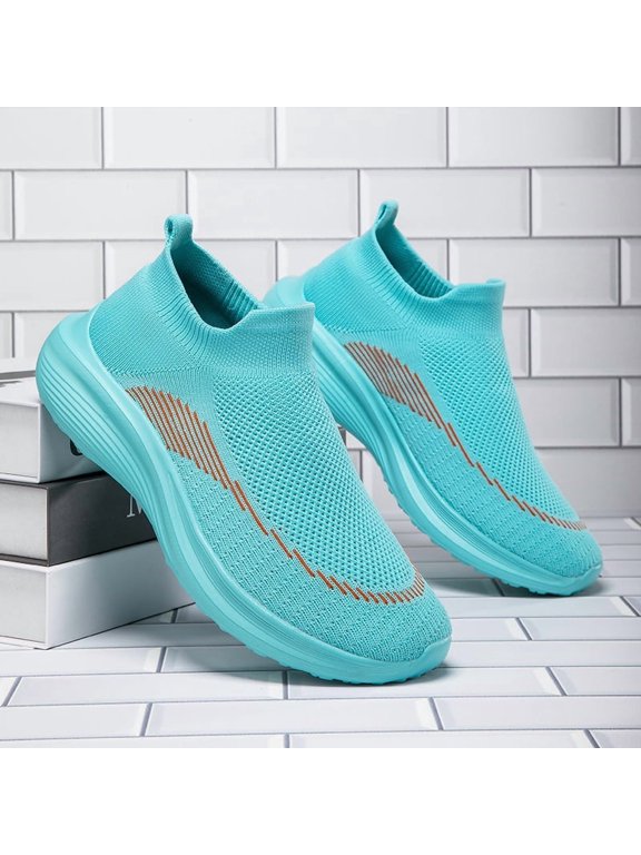 Men's Black Fly Knit Slip-On Sock Style Lightweight Walking Sneakers