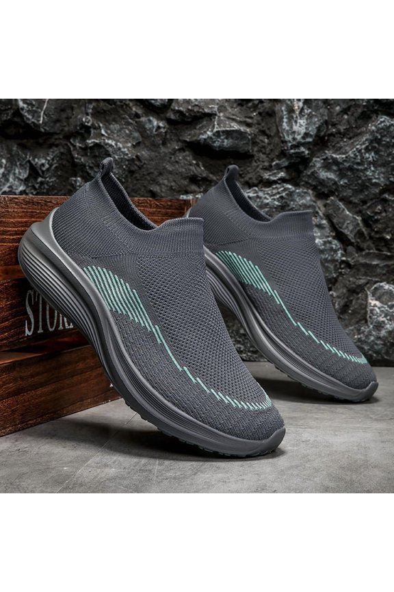 Men's Black Fly Knit Slip-On Sock Style Lightweight Walking Sneakers