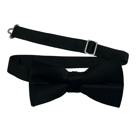 Men’s Black Formal Satin Pre-Tied Bow Tie in a Variety of Colors by Spencer J’s Signature Satin Collection