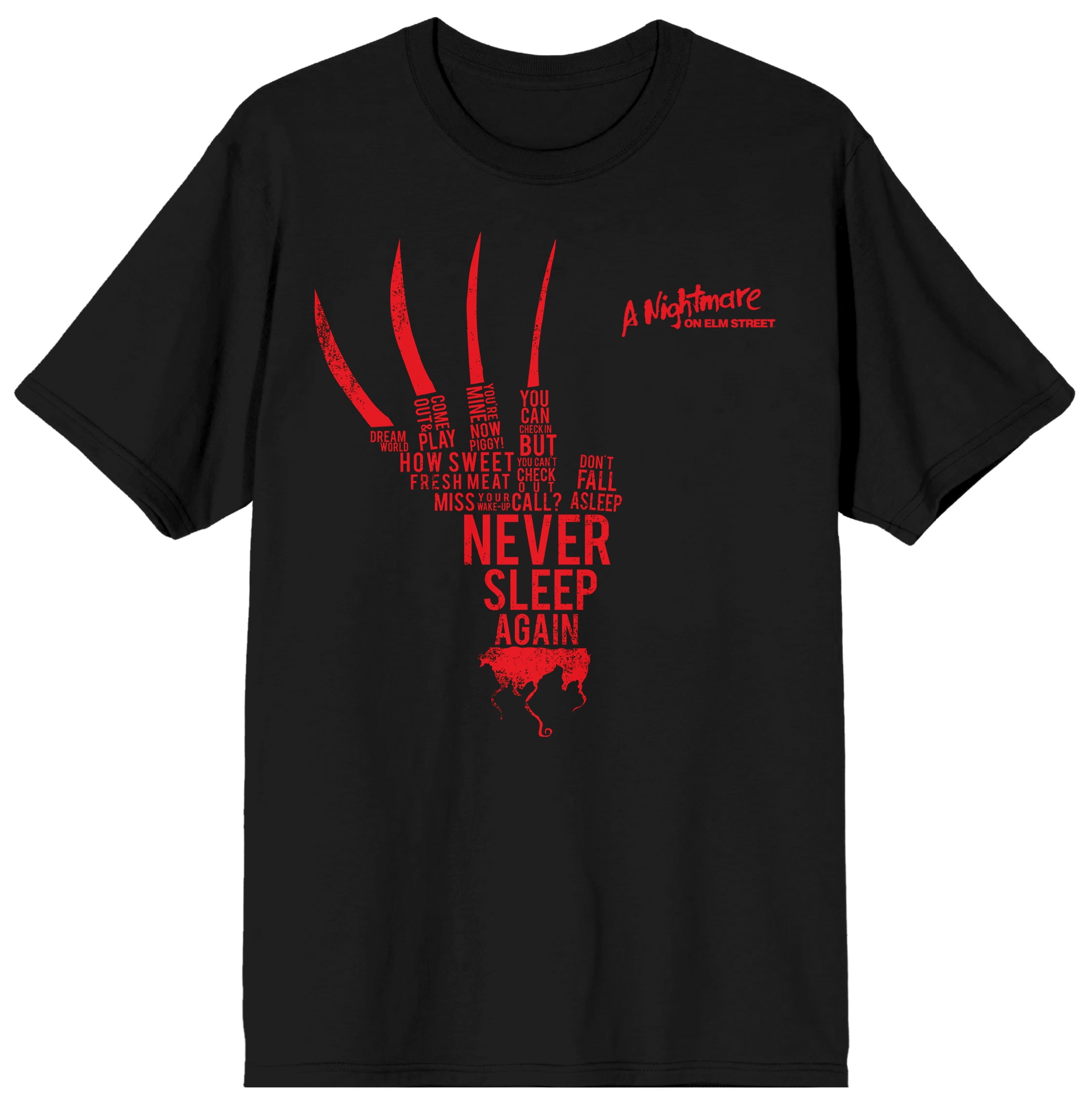 Freddy Krueger Tシャツ ブラック Men's Black Freddy Krueger Never Sleep Again T-shirt-XS - Walmart.com