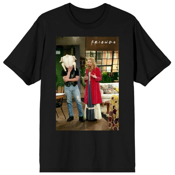 Men's Black Friends TV Show Shirt, Turkey-Head Joey-L