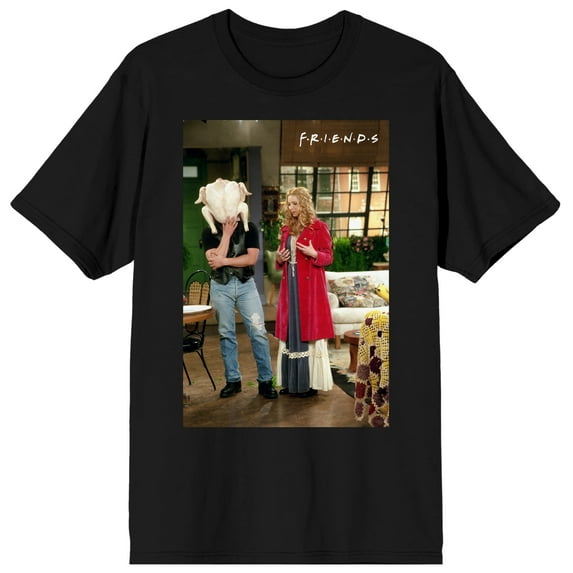 Men's Black Friends TV Show Shirt, Turkey-Head Joey-M