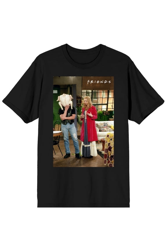 Men's Black Friends TV Show Shirt, Turkey-Head Joey-XL