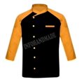 thumbnail image 1 of Men's Black Front With Multicolours Sleeve PolyCotton Chef Coat Jacket Size (S-6XL), 1 of 3