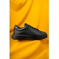 thumbnail image 1 of Men’s Black Genuine Leather Lace-Up Casual Sneakers, 1 of 9