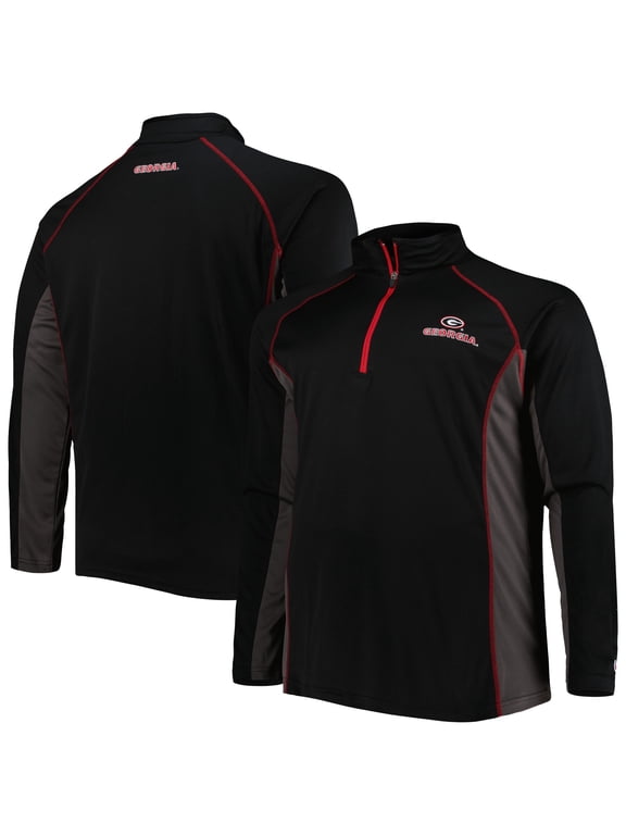 Men's Fanatics Black Georgia Bulldogs Big & Tall Quarter-Zip Raglan Jacket
