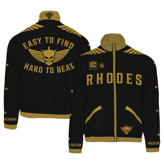 Men's Black/Gold Cody Rhodes Easy To Find Hard To Beat Full-Zip Windbreaker Jacket