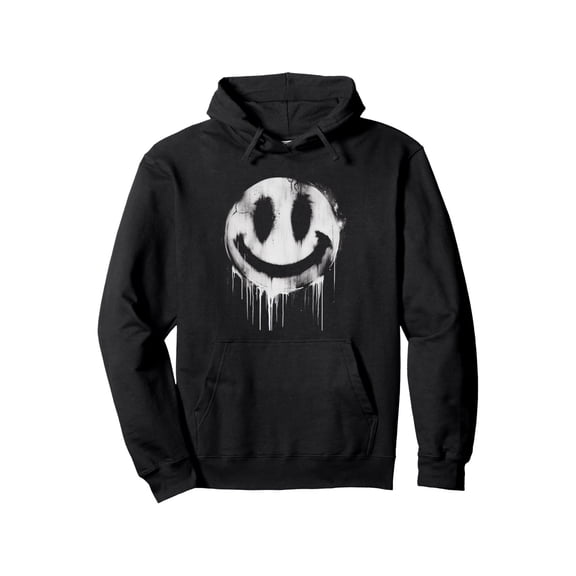 Men's Black Graphic Hoodie with Dripping Smile Face Design - Oversized Cotton Pullover Sweatshirt, Long Sleeve Casual Hoodie for All Seasons, Casual Wear Hoodie | Oversized Hoodie | Machine Washable,