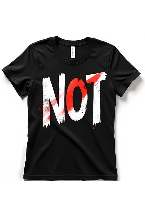 Men's Black Graphic T-Shirt Bold 'NOT' Design with Red Crossed Out 'O' Stylish