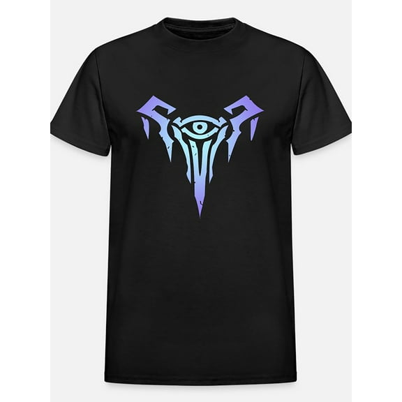 Men's Black Graphic T-Shirt with Eye-Catching Purple & Blue Design - Soft Cotton, Short Sleeve, Round Neck, Casual Fit, Machine Washable - Perfect for Casual Attire