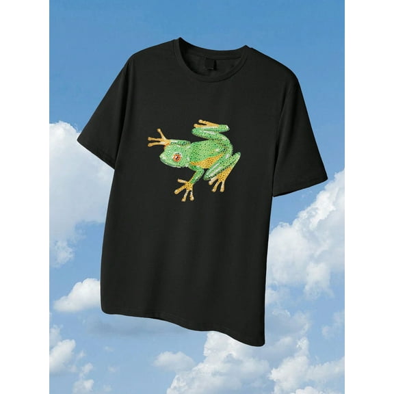 Men's Black Graphic Tee: 100% Polyester, Vibrant Prints for Casual & Urban Looks