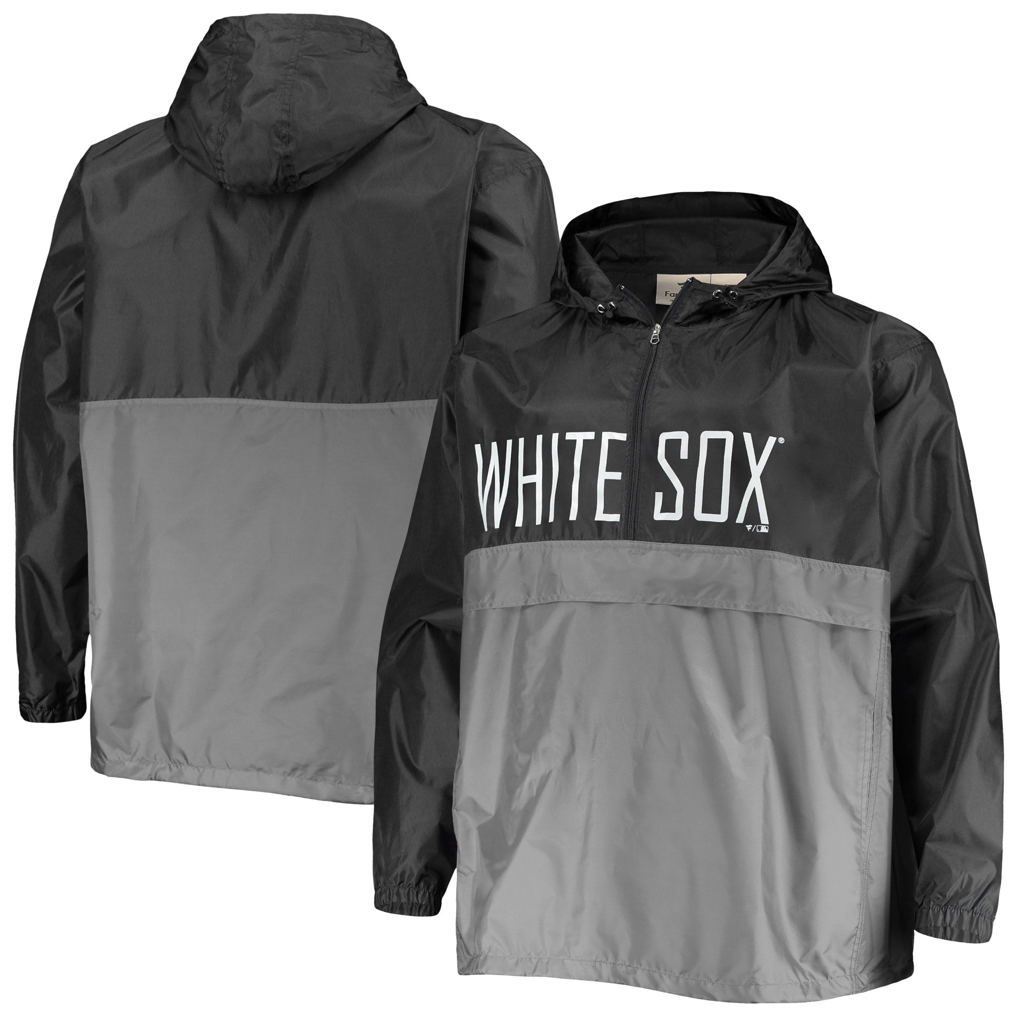 Men's Black/Gray Chicago White Sox Big & Tall Split Body Anorak Half