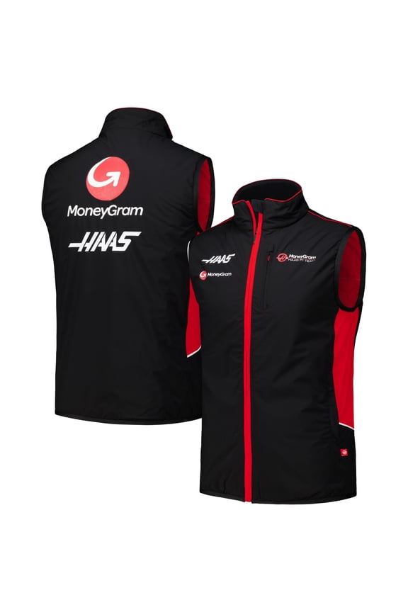Men's  Black Haas F1 Team Gilet Lightweight Full-Zip Vest