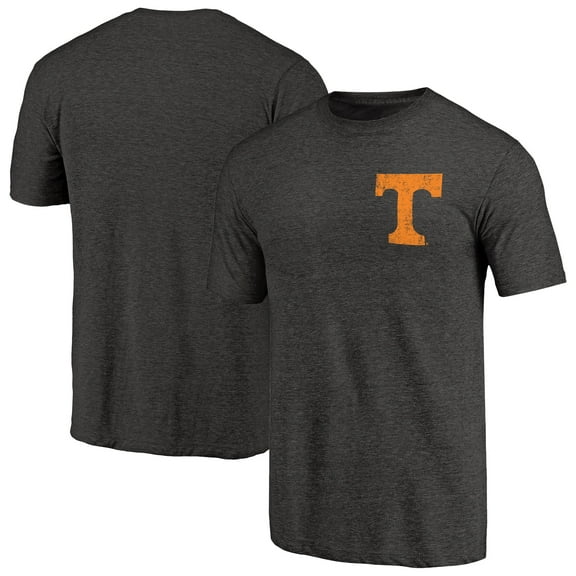Men's Black Heather Tennessee Vols Left Chest Distressed Logo Tri-Blend T-Shirt