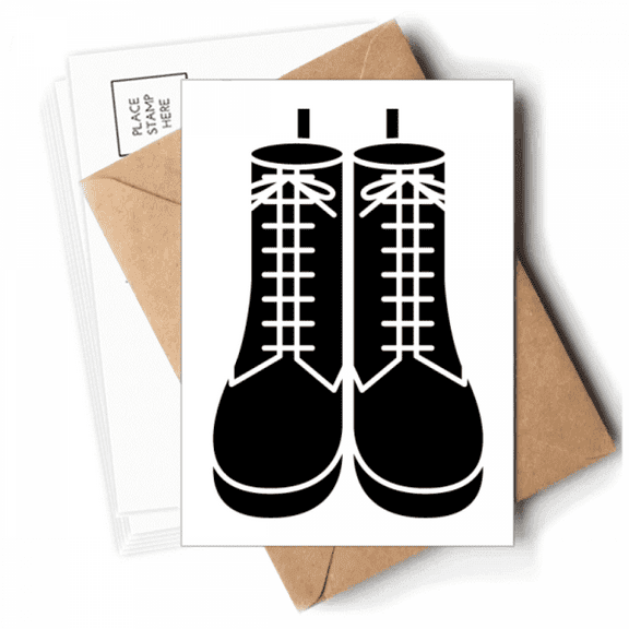 Men's Black High Boots Pattern Outline Postcards Envelopes Blank Note Cards Mailing