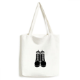 thumbnail image 1 of Men's Black High Boots Pattern Outline Tote Canvas Bag Shopping Satchel Casual Handbag, 1 of 3