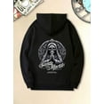 thumbnail image 1 of Men's Black Hoodie Santa Muerte Praying Skeleton Design For Christmas Thanksgiving Halloween, 1 of 7