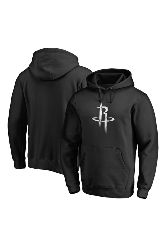 Men's Black Houston Rockets Marble Logo Pullover Hoodie