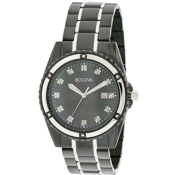 Men's Black IP Diamond Watch with Black Mother of Pearl Dial 98D107