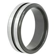 thumbnail image 1 of Men's Black IP Stainless Steel Grooved Wedding Band - Mens Ring, 1 of 4