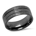 thumbnail image 1 of Men's Black IP Stainless Steel Sand Dust Inlay Ring with Greek Key Accents, 1 of 3