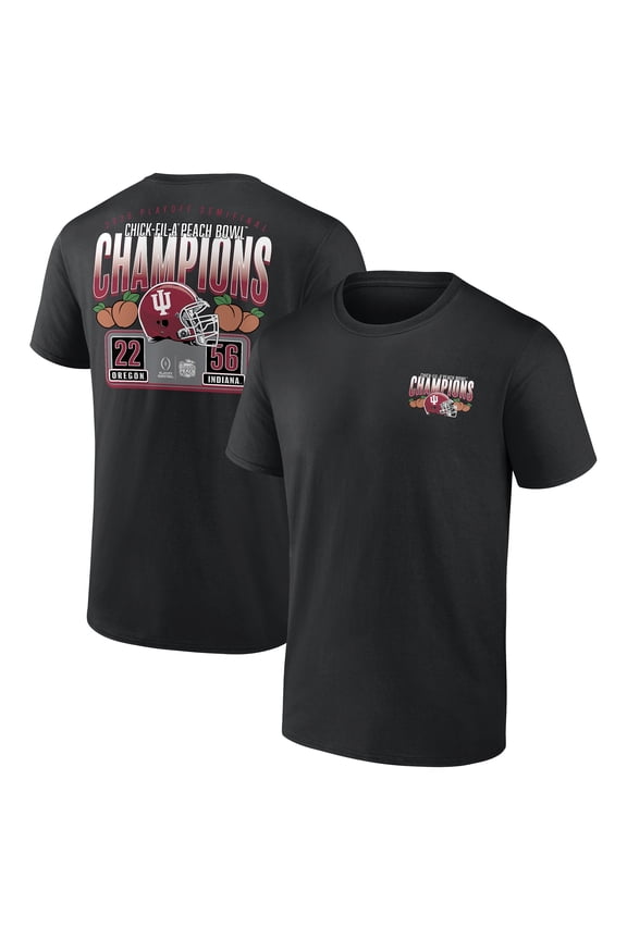 Men's Black Indiana Hoosiers College Football Playoff 2026 Peach Bowl Champions Scoring Drive T-Shirt