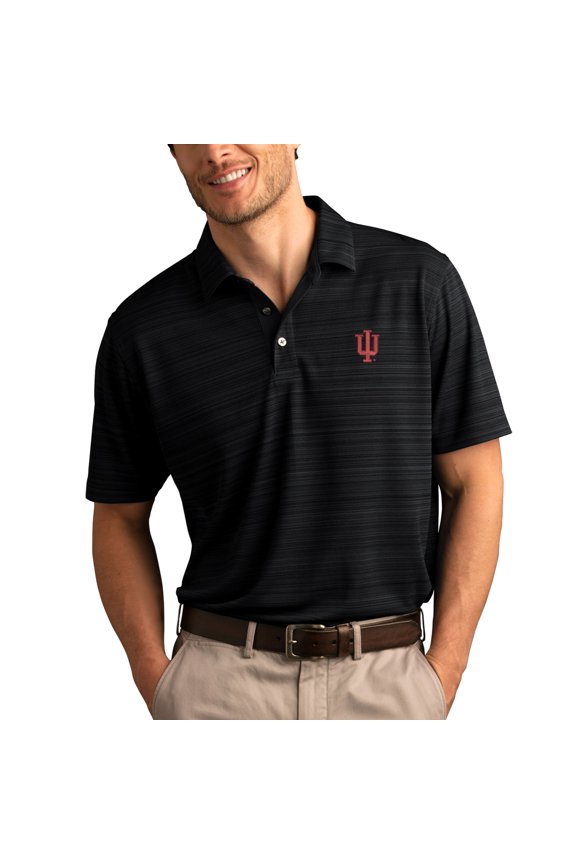 Men's Black Indiana Hoosiers Vansport Strata Textured Polo