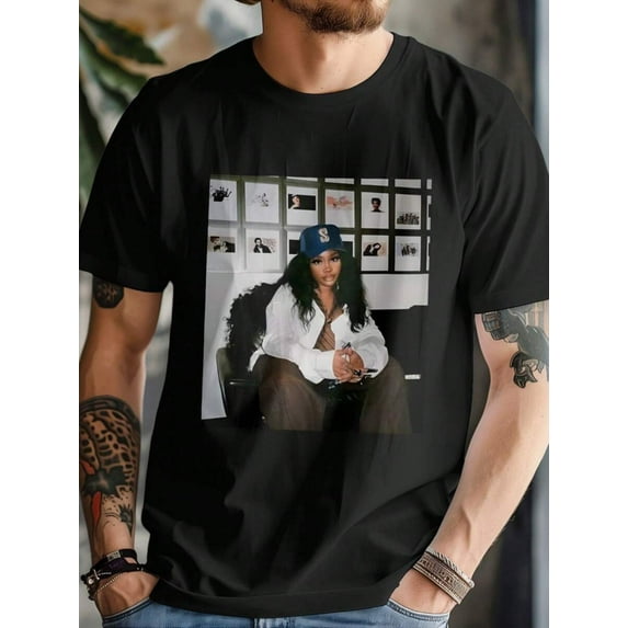 Men's Black - Inspired Celebrity - Themed Graphic T - Shirt,Casual Digital Print Pure Heavy Cotton T Shirt ,220g Cotton T-Shirt,For Going Out,Gift,Summer,Unisex