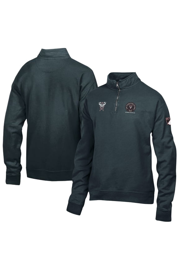 Men's  Black Inter Miami CF Logo ComfortWash Fleece Quarter-Zip Jacket