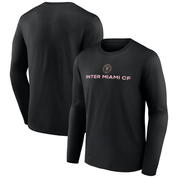 Men's Black Inter Miami CF Shielded Logo Long Sleeve T-Shirt