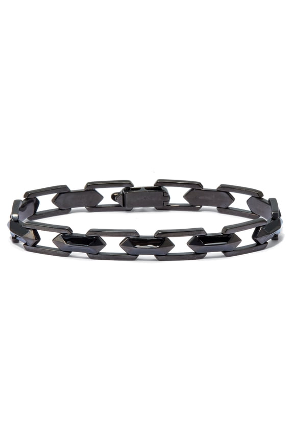 Men's Black Ion-Plated Stainless Steel Link Bracelet 9-inch