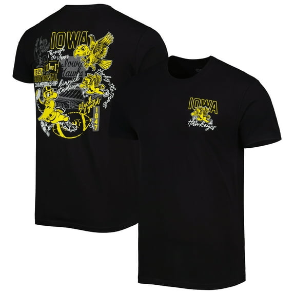 Men's Black Iowa Hawkeyes Vintage Through the Years Two-Hit T-Shirt