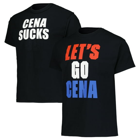 Men's Black John Cena Let's Go Cena/Cena Sucks Reversible T-Shirt
