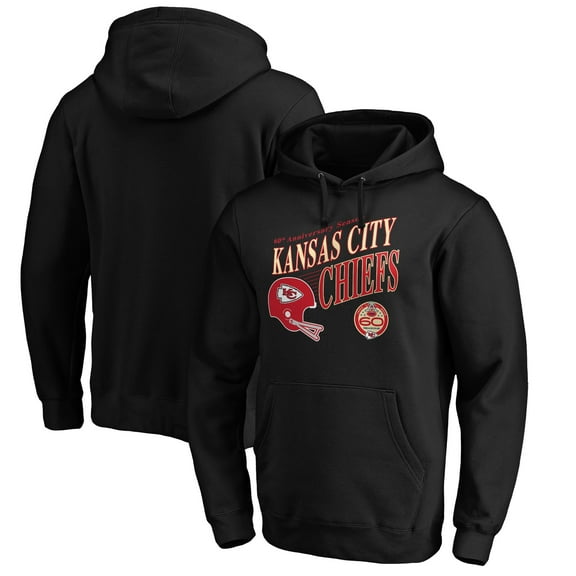 Men's Black Kansas City Chiefs 60th Season Logo Rise Pullover Hoodie
