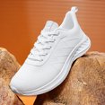 thumbnail image 1 of Men's Black Knit Breathable Mesh Running Shoes, Lightweight Athletic Sneakers with White Sole for Sports, Gym, and Casual Wear, 1 of 9