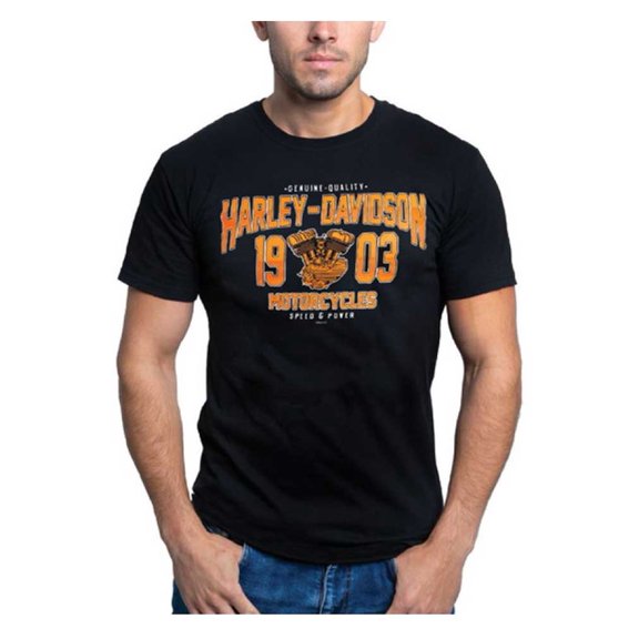 Men's Black Label T-Shirt, Oval #1 Skull Logo, Blue 30293305, Harley Davidson