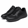 thumbnail image 1 of Men's Black Lace Up Work Shoes, Breathable Mesh Low Top Walking Shoes for Summer, 1 of 6