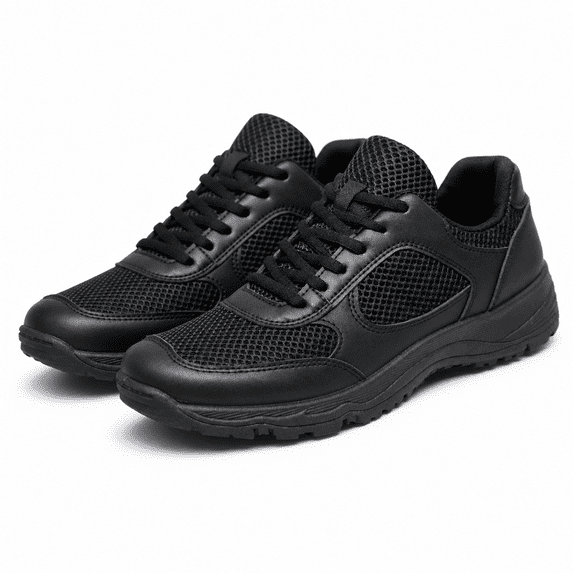 Men's Black Lace Up Work Shoes, Breathable Mesh Low Top Walking Shoes for Summer