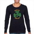 thumbnail image 1 of Men's Black Long Sleeve T-Shirt with Green Design & Yellow Text, 1 of 5