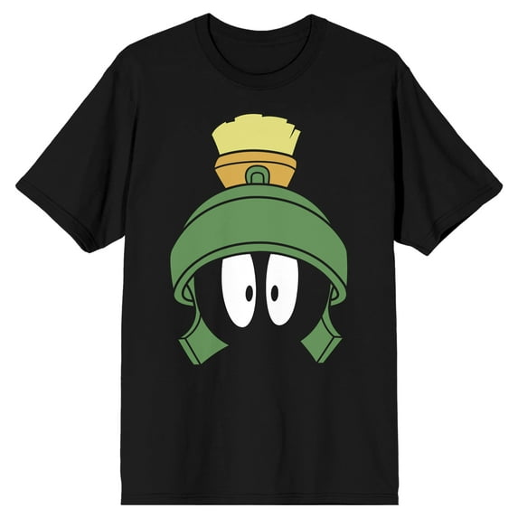 Men's Black Looney Tunes Tee, Marvin the Martian Face-5XL