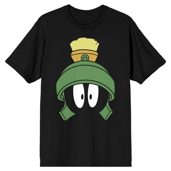 Men's Black Looney Tunes Tee, Marvin the Martian Face-M