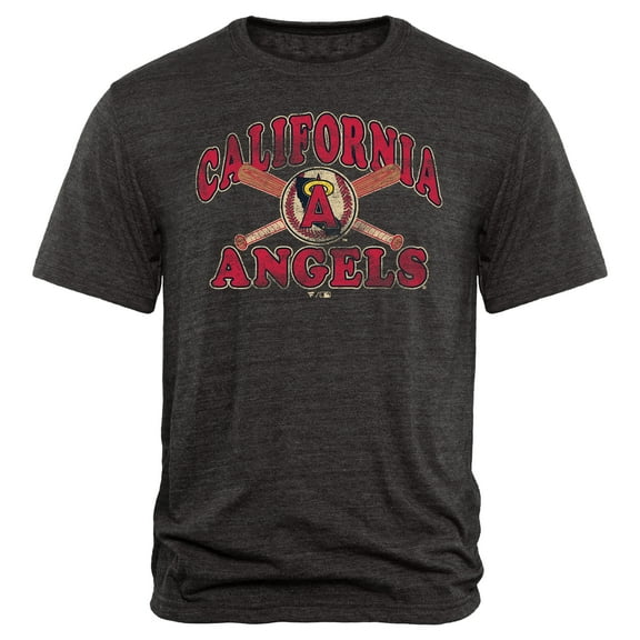 Men's Black Los Angeles Angels Cooperstown Bats Tri-Blend T-Shirt