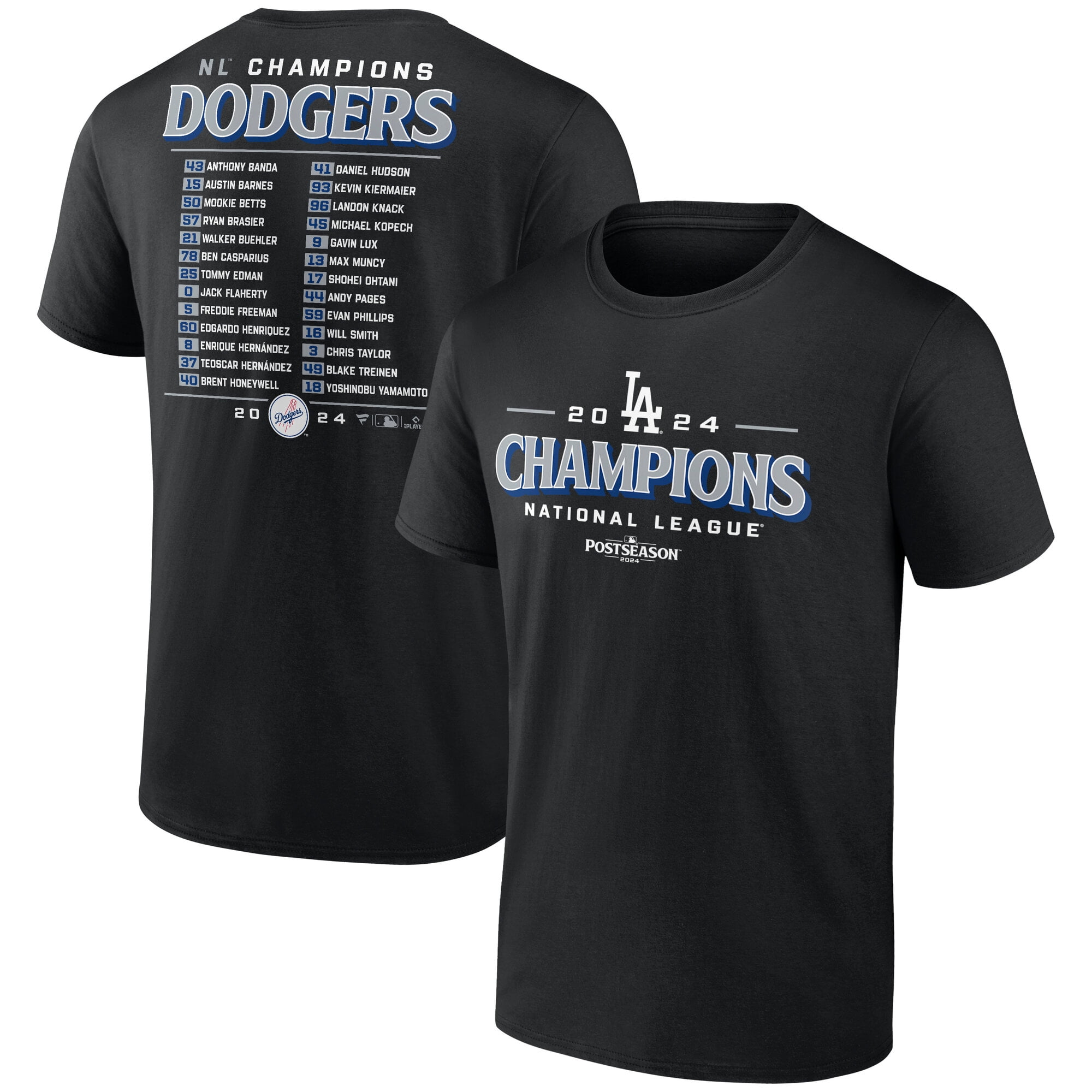 Men's Black Los Angeles Dodgers 2024 National League Champions Bloop