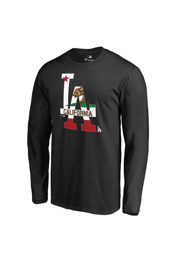 Men's Black Los Angeles Dodgers Hometown Collection Cali Flag Long Sleeve T-Shirt