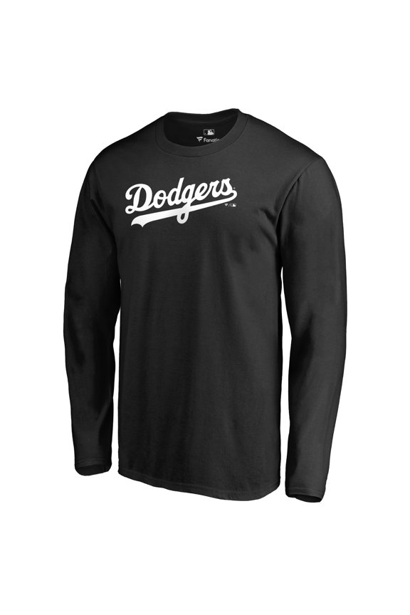 Men's Black Los Angeles Dodgers Team Wordmark Long Sleeve T-Shirt