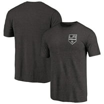 Men's Black Los Angeles Kings Primary Logo Left Chest Distressed Tri-Blend T-Shirt
