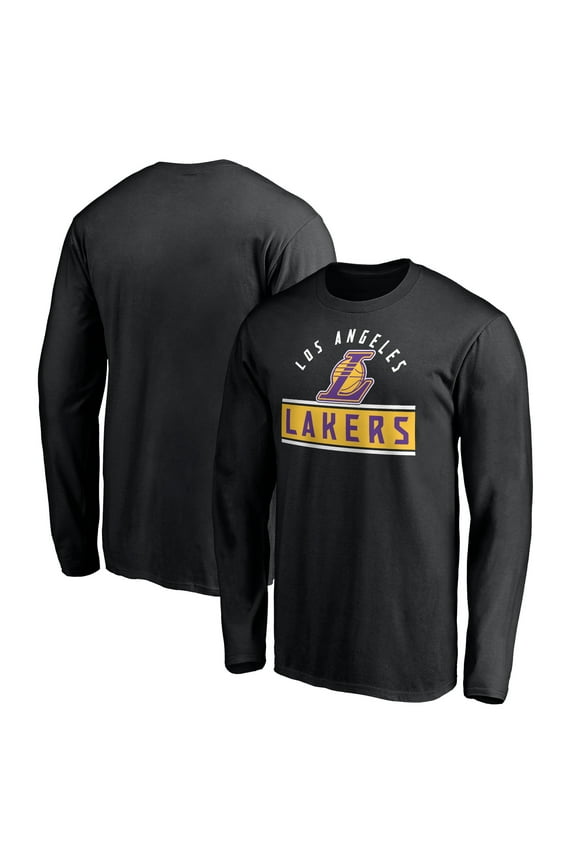 Men's Black Los Angeles Lakers Team Arch Knockout Long Sleeve T-Shirt