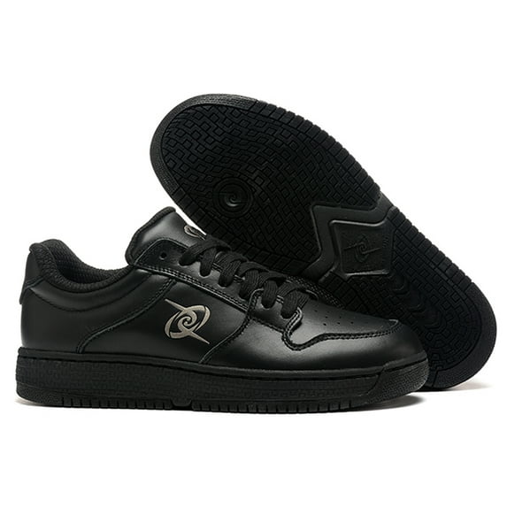 Women's Low-Cut Black Sneakers Premium Leather Rubber Sole