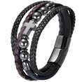 thumbnail image 1 of Men’s Black Magnetic Cross Bracelet – Stainless Steel Beads Leather Wristband “Love You Forever”, Minimalist Faith Jewelry, 1 of 9